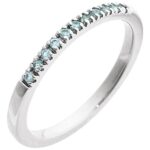 14K White Gold Aquamarine March Birthstone Stackable Ring