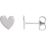 14K White Gold Asymmetric Heart Stud Earrings 14K White Gold Asymmetric Heart Stud Earrings