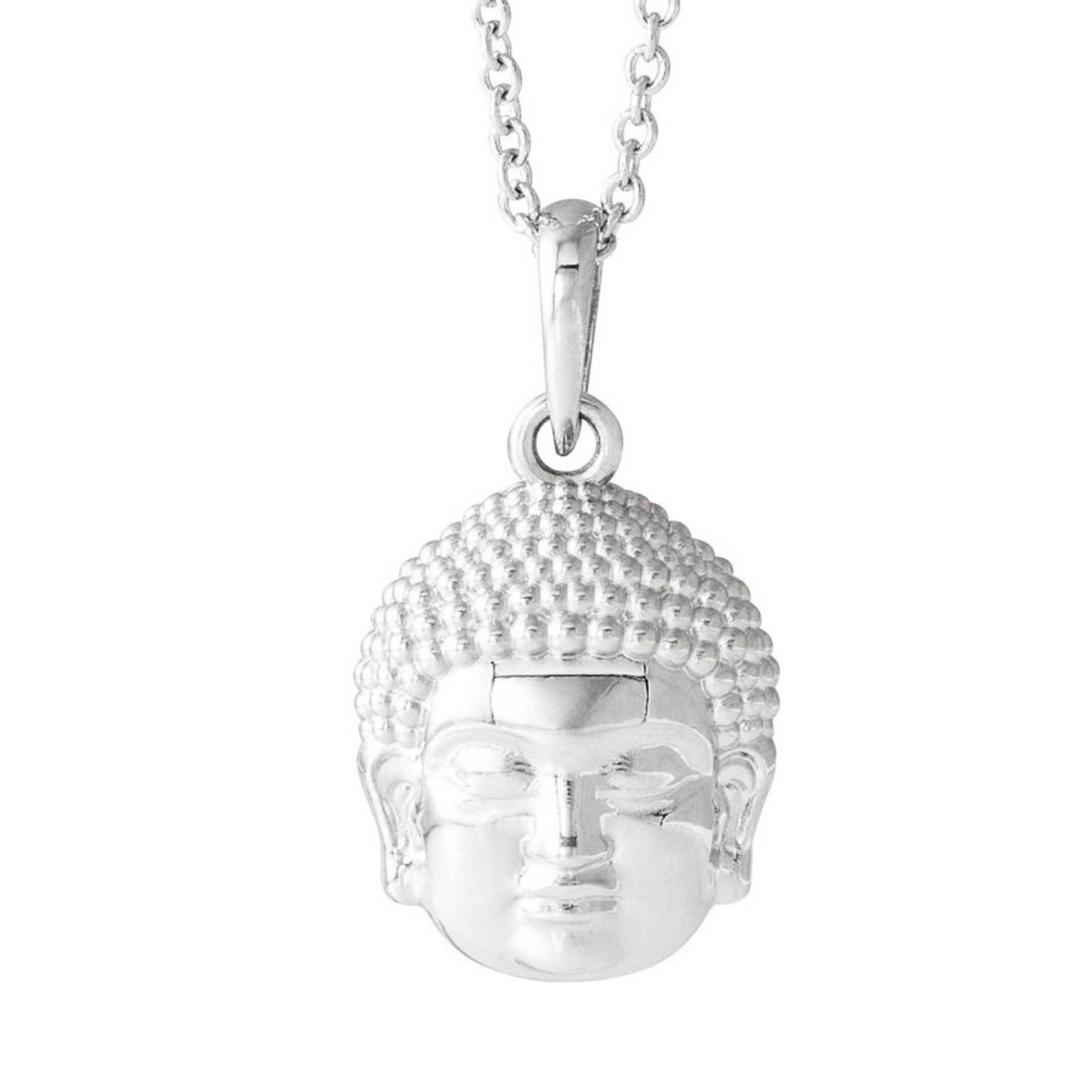 14K White Gold Buddha Head Pendant Necklace 14K White Gold Buddha Head Pendant Necklace