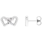 14K White Gold Diamond Interlocking Double Heart Stud Earrings 1 5 CTW