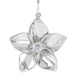 14K White Gold Diamond Plumeria Flower Pendant
