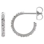 14K White Gold Diamond Sculptural Hoop Earrings