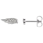 14K White Gold Diamond Sparkling Angel Wing Stud Earrings 14K White Gold Diamond Sparkling Angel Wing Stud Earrings