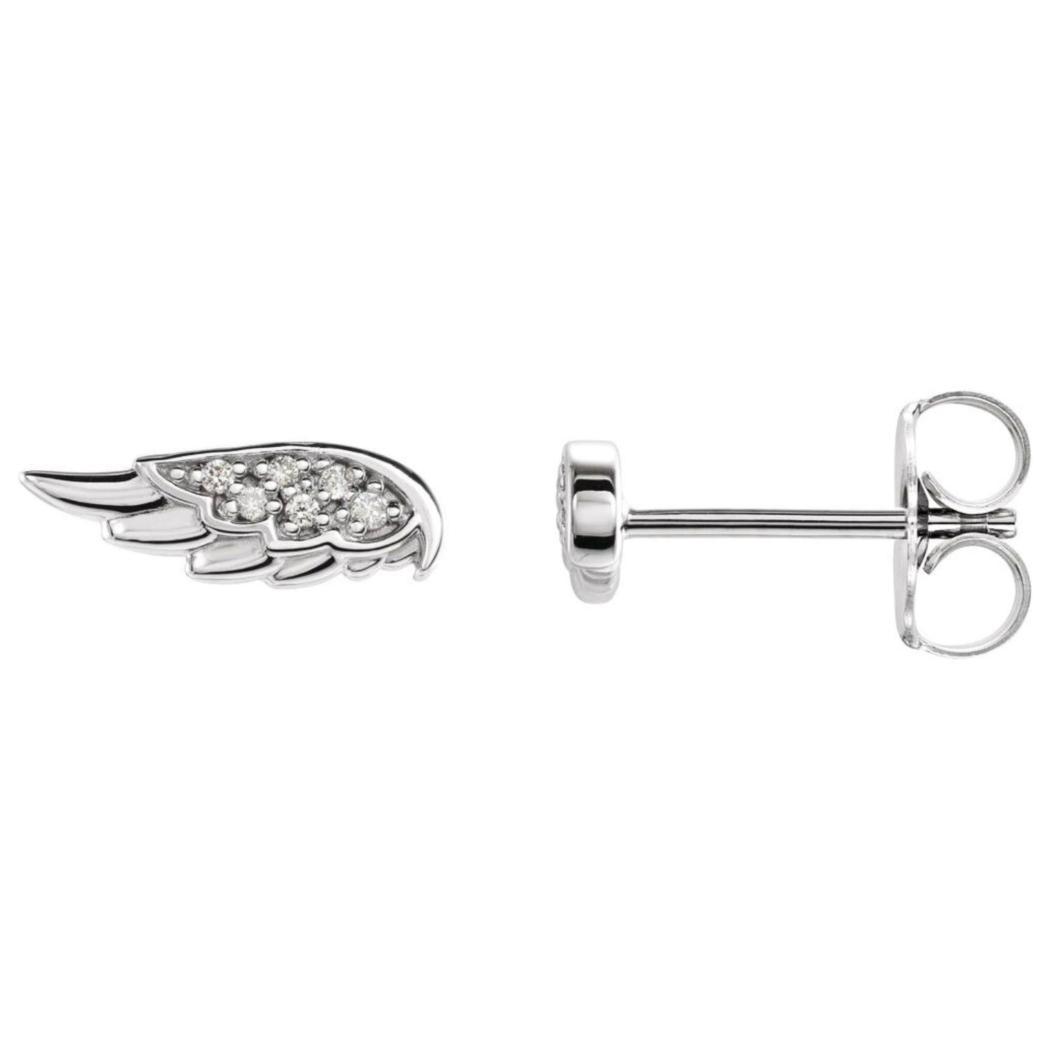 14K White Gold Diamond Sparkling Angel Wing Stud Earrings 14K White Gold Diamond Sparkling Angel Wing Stud Earrings