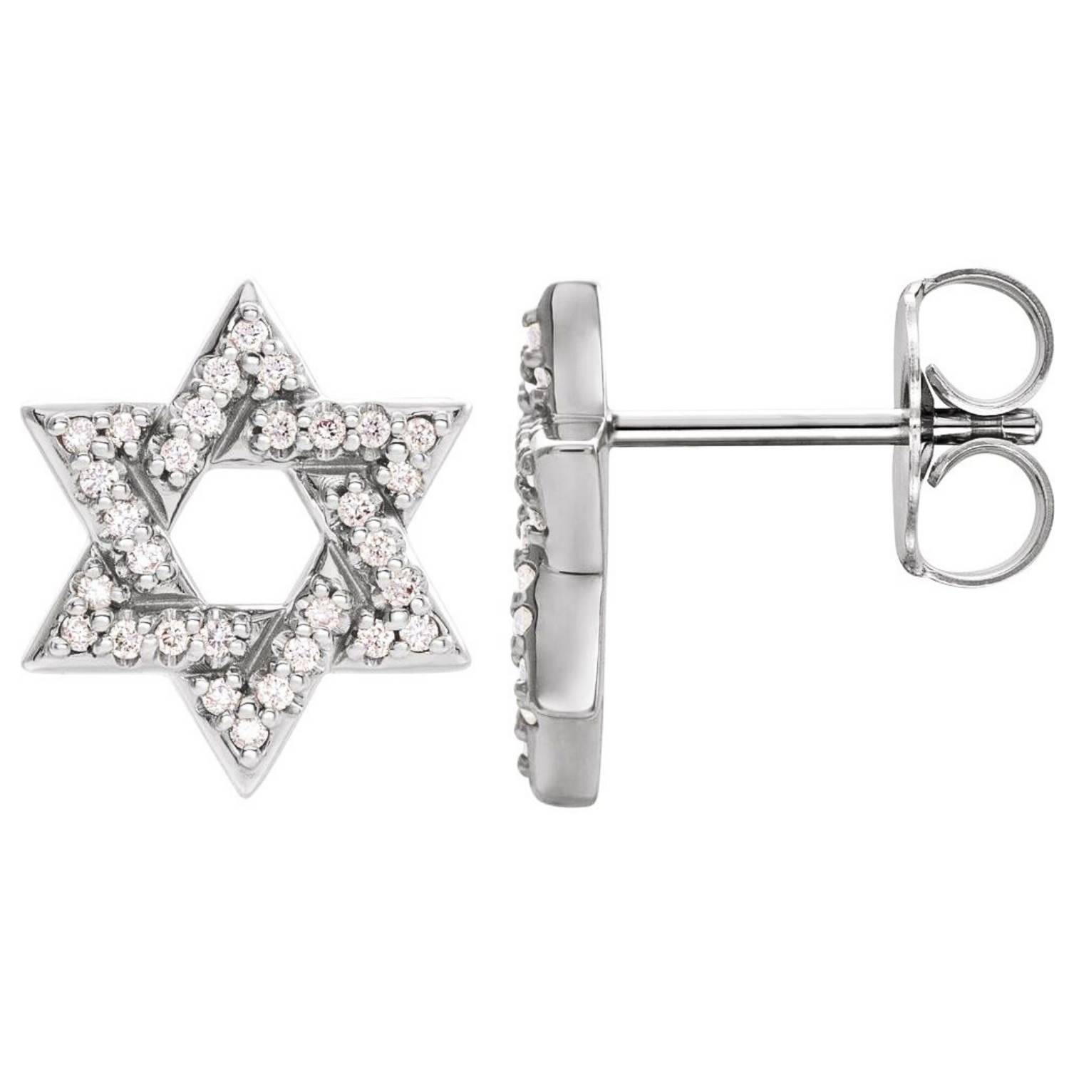 14K White Gold Diamond Star of David Stud Earrings 14K White Gold Diamond Star of David Stud Earrings