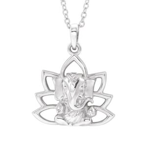 14K White Gold Ganesha Pendant Necklace