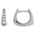 14K White Gold Graduated Lab Diamond Huggie Hoop Earrings 11.5 mm 14K White Gold Graduated Lab Diamond Huggie Hoop Earrings 11.5 mm