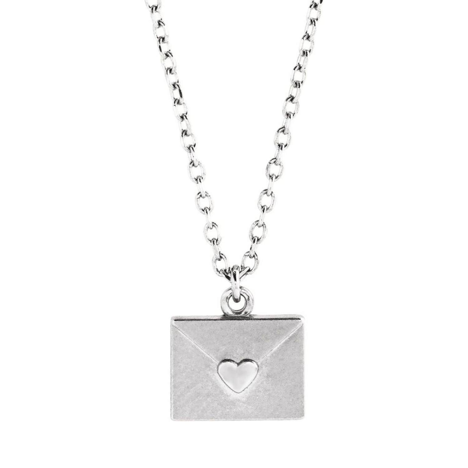 14K White Gold Heart Envelope Necklace 14K White Gold Heart Envelope Necklace