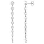 14K White Gold Long Graduated Diamond Dangle Earrings 2 CTW 2.5 Inch