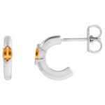 14K White Gold Marquise Citrine Hoop Earrings 10 mm 14K White Gold Marquise Citrine Hoop Earrings 10 mm