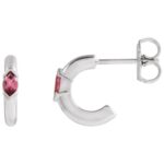 14K White Gold Marquise Pink Tourmaline Hoop Earrings 10 mm 14K White Gold Marquise Pink Tourmaline Hoop Earrings 10 mm