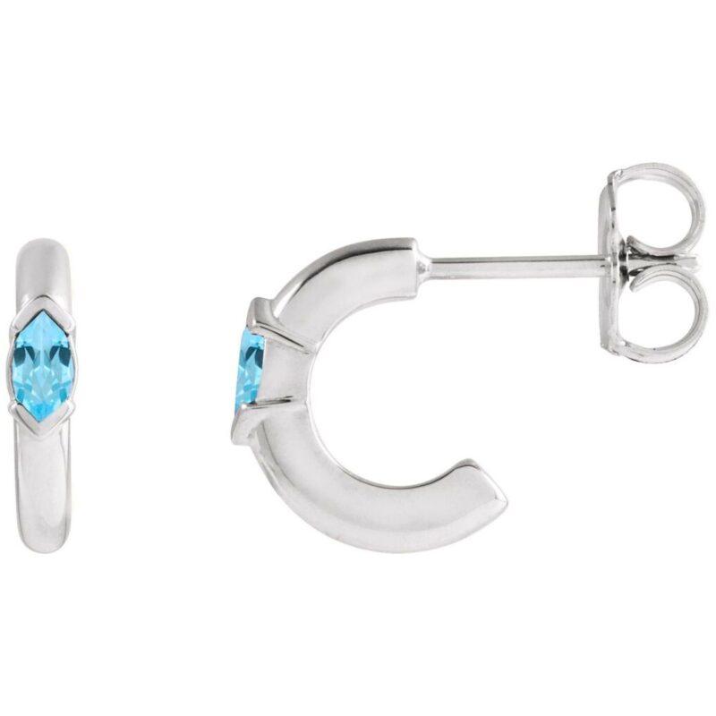 14K White Gold Marquise Sky Blue Topaz Hoop Earrings 10 mm 14K White Gold Marquise Sky Blue Topaz Hoop Earrings 10 mm