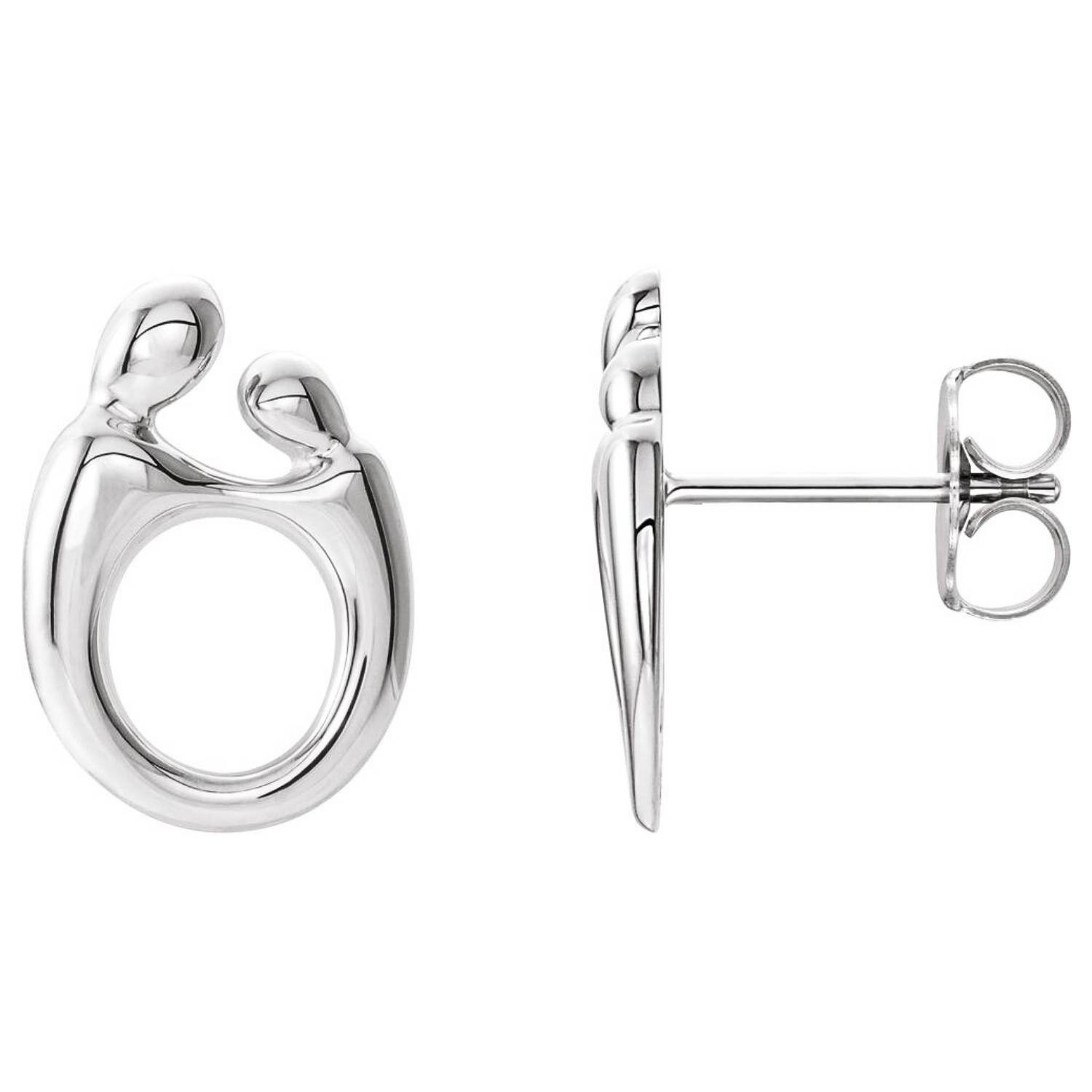 14K White Gold Mother and Child Stud Earrings 14K White Gold Mother and Child Stud Earrings