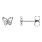 14K White Gold Open Tiny Butterfly Stud Earrings 14K White Gold Open Tiny Butterfly Stud Earrings