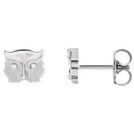 14K White Gold Owl Stud Earrings