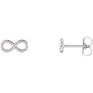 14K White Gold Rope Infinity Stud Earrings