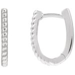 14K White Gold Rope Pattern Oval Hoop Earrings 15mm 14K White Gold Rope Pattern Oval Hoop Earrings 15mm