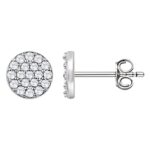 14K White Gold Round Diamond Circle Cluster Stud Earrings 1 3 Ct 14K White Gold Round Diamond Circle Cluster Stud Earrings 1 3 Ct