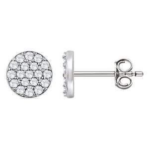 14K White Gold Round Diamond Circle Cluster Stud Earrings 1 3 Ct