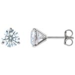 14K White Gold Round Lab-Grown Diamond Stud Earrings Martini Setting All Sizes