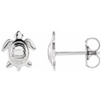 14K White Gold Sea Turtle Stud Earrings