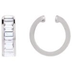 14K White Gold Single Baguette Lab Diamond Ear Cuff