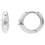14K White Gold Solitaire Emerald Cut Diamond Huggie Hoop Earrings 1 3 Ct 14K White Gold Solitaire Emerald Cut Diamond Huggie Hoop Earrings 1 3 Ct