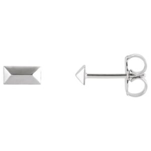 14K White Gold Triangular Prism Stud Earrings
