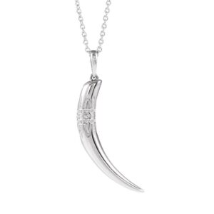 14K White Gold Tusk Pendant Necklace