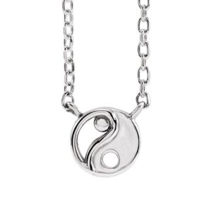 14K White Gold Yin Yang Necklace