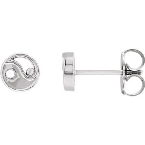 14K White Gold Yin Yang Stud Earrings