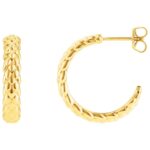 14K Yellow Gold 20mm Scale Hoop Earrings 14K Yellow Gold 20mm Scale Hoop Earrings