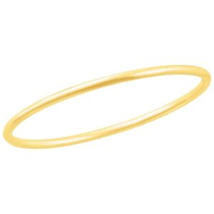 14K Yellow Gold 3 mm Simple Bangle Bracelet 7.5 Inch for Women