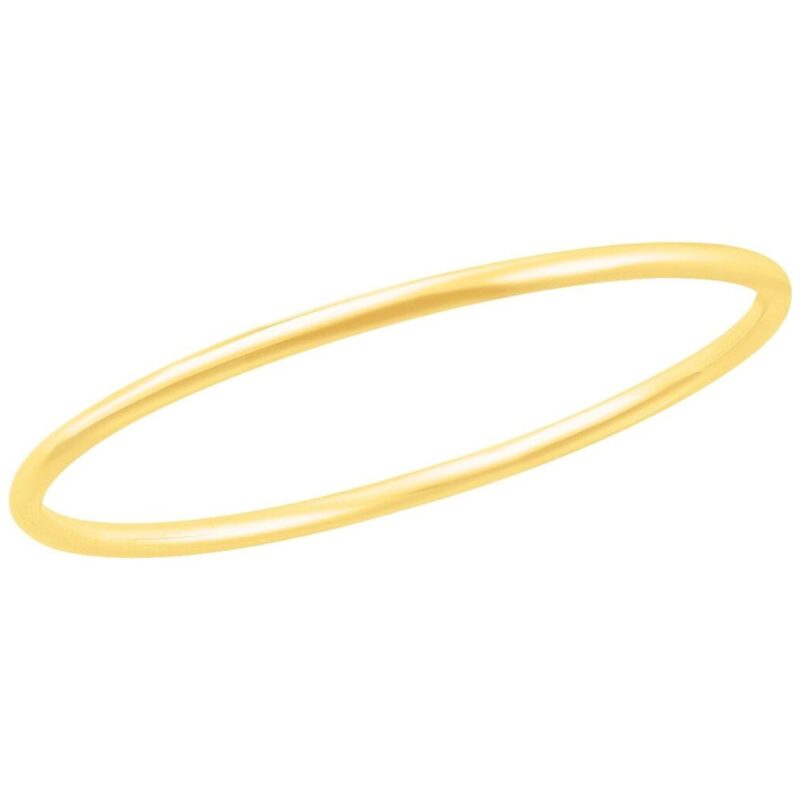 14K Yellow Gold 4 mm Simple Bangle Bracelet 7.5 Inch for Women