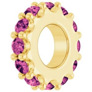 14K Yellow Gold Birthstone Spacer Charms for Women