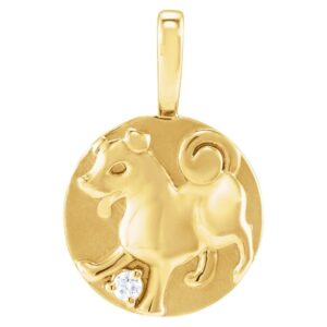 14K Yellow Gold Chinese Zodiac Dog Pendant