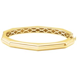 14K Yellow Gold Decagon Geometric Hinged Bangle Bracelet 7 Inch