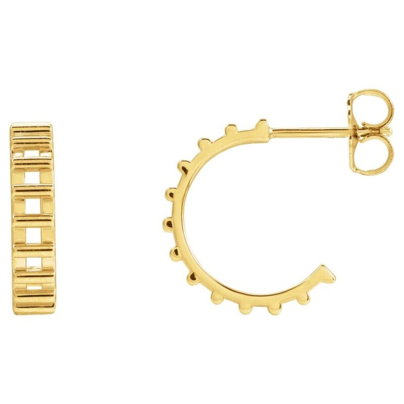 14K Yellow Gold Deco Cutout Hoop Earrings 14K Yellow Gold Deco Cutout Hoop Earrings