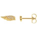 14K Yellow Gold Diamond Sparkling Angel Wing Stud Earrings 14K Yellow Gold Diamond Sparkling Angel Wing Stud Earrings