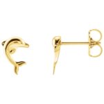 14K Yellow Gold Dolphin Stud Earrings
