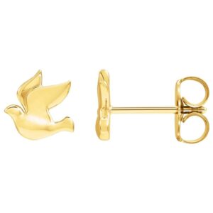 14K Yellow Gold Dove Stud Earrings