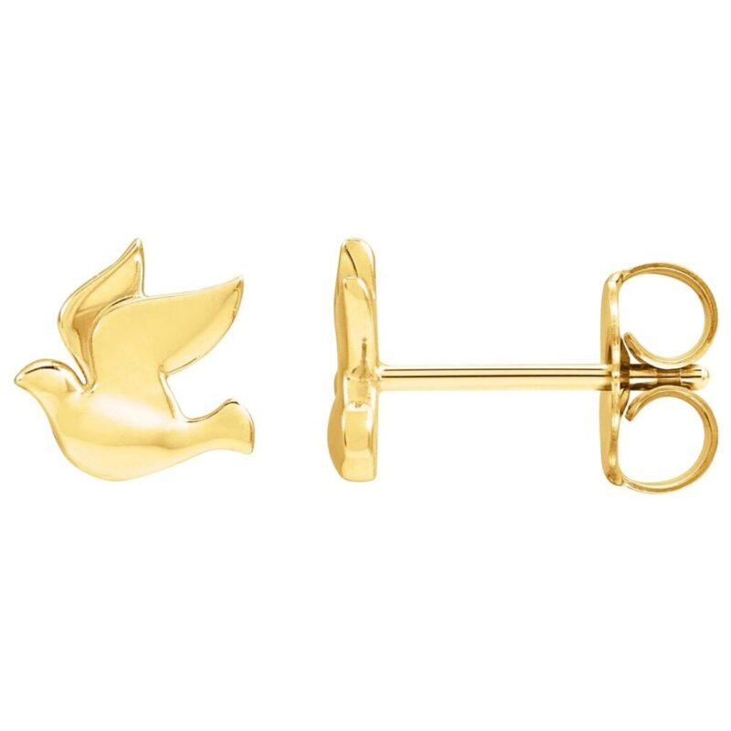 14K Yellow Gold Dove Stud Earrings