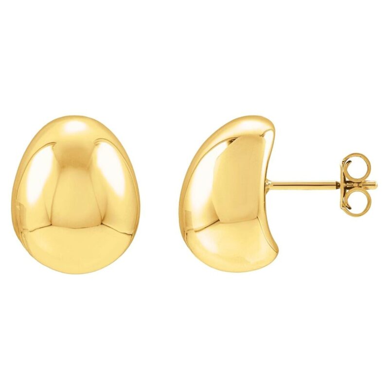 14K Yellow Gold Electroform Puffed Ball Stud Earrings
