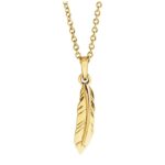 14K Yellow Gold Feather Pendant Necklace 14K Yellow Gold Feather Pendant Necklace