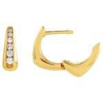 14K Yellow Gold Graduated Lab Diamond Hinged Huggie Hoop Earrings 11.5 mm 14K Yellow Gold Graduated Lab Diamond Hinged Huggie Hoop Earrings 11.5 mm