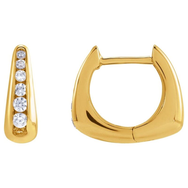 14K Yellow Gold Graduated Lab Diamond Huggie Hoop Earrings 11.5 mm 14K Yellow Gold Graduated Lab Diamond Huggie Hoop Earrings 11.5 mm