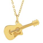 14K Yellow Gold Guitar Pendant Necklace