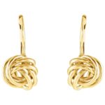 14K Yellow Gold Leverback Knot Earrings