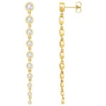 14K Yellow Gold Long Graduated Diamond Dangle Earrings 2 CTW 2.5 Inch