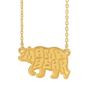14K Yellow Gold Mama Bear Necklace